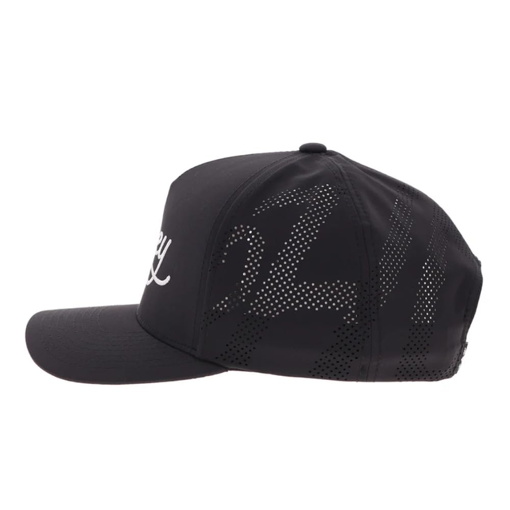 HOOEY OG Adjustable Snapback Hat - Trucker Hat for Men & Women with Mesh Back, 5 Panel Baseball Cap w/Rope Detail, Western OG Logo Ball Cap, Breathable Snap Back, One Size Fits All, Black/White