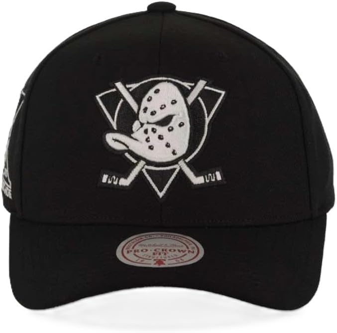 Mitchell & Ness Vintage Mighty Ducks NHL Panda Pro Snapback Hat Cap, Black