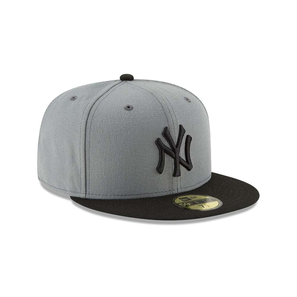 New Era 59Fifty Hat New York Yankees MLB Basic Storm Gray/Black Fitted Cap (7 1/4) (7 1/2)
