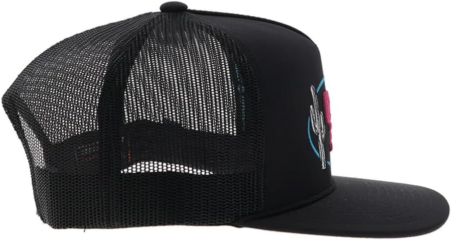 HOOEY Cactus Ropes Circle Patch Trucker Hat for Men – Adjustable Snapback Mesh Baseball Cap - Western Work & Casual Wear