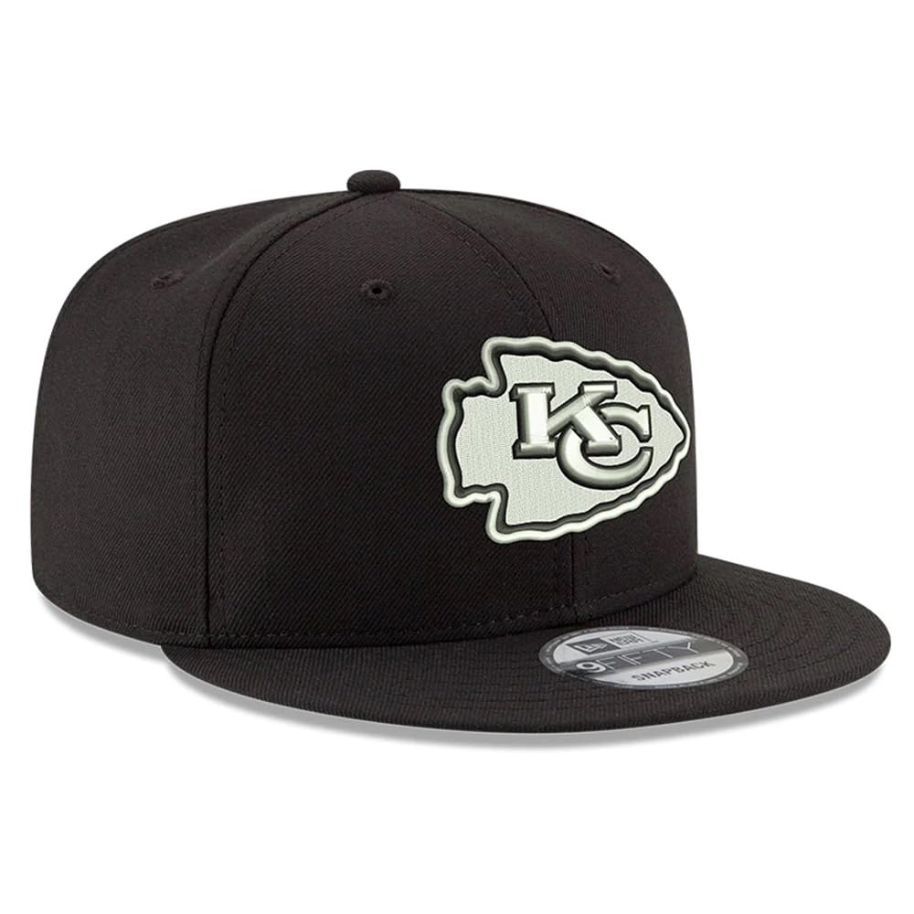 New Era NFL 9FIFTY Black White Adjustable Snapback Hat Cap One Size Fits All (Kansas City Chiefs)