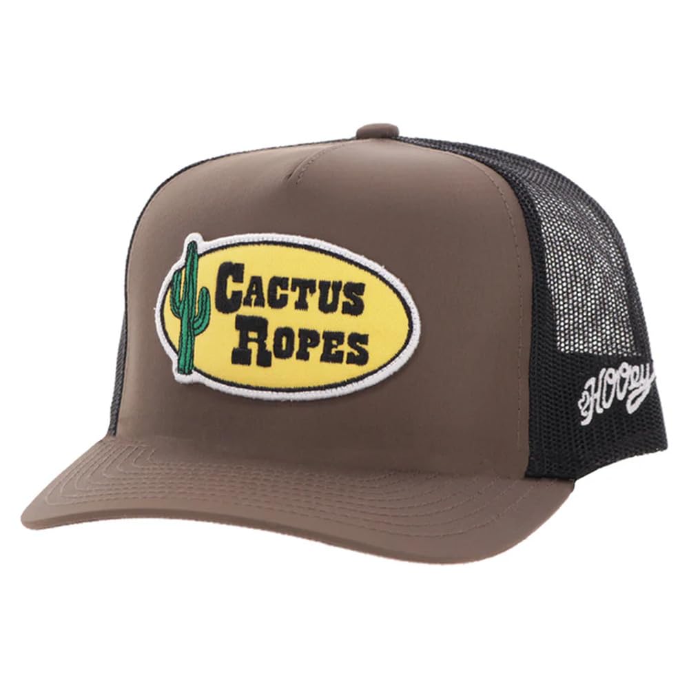 HOOEY Cactus Ropes Circle Patch Trucker Hat for Men – Adjustable Snapback Mesh Baseball Cap - Western Work & Casual Wear