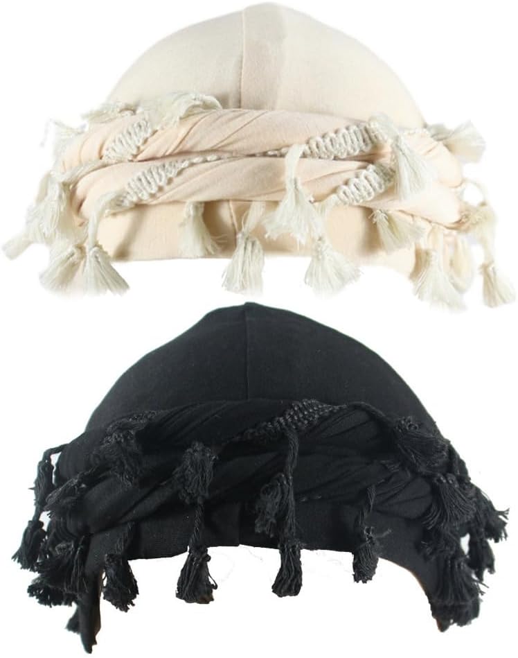 2pcs Turban for Men Women Satin Lined Durag Head Wrap Vintage Modal Twist Halo Turban with Tassel