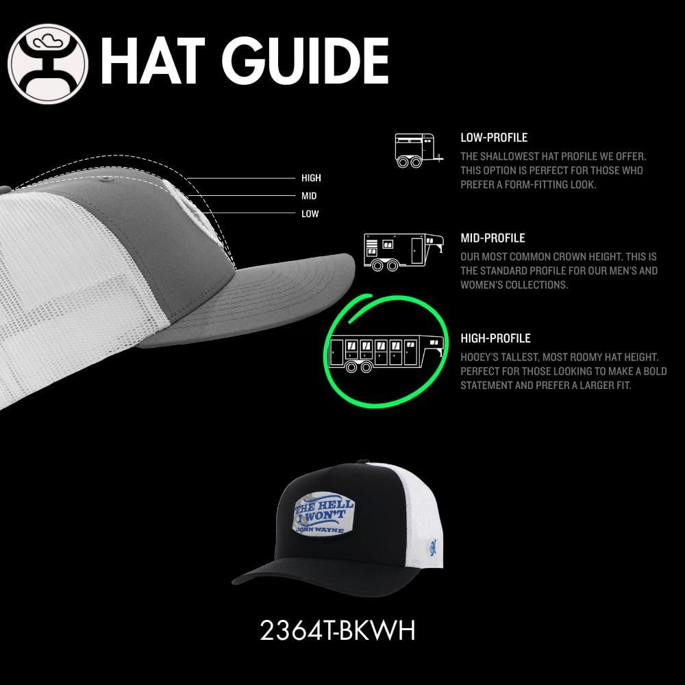 HOOEY John Wayne Trucker Hat - Adjustable Snapback, Breathable Mesh Baseball Cap