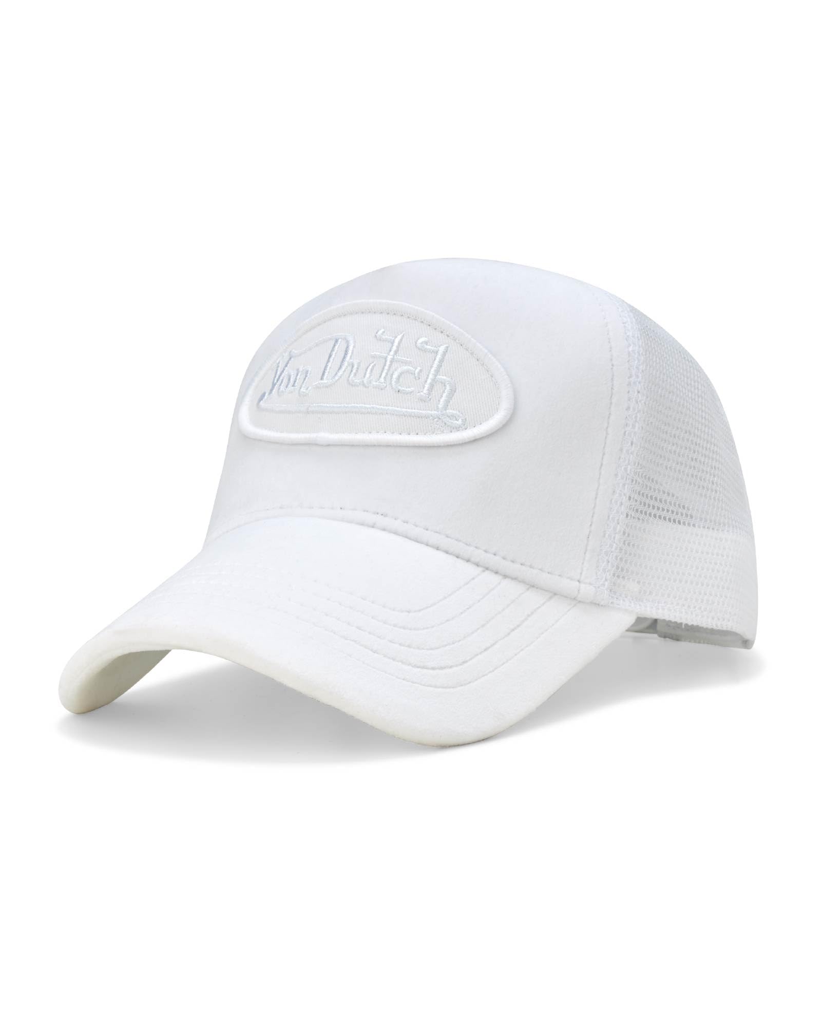 Von Dutch Unisex Trucker Hat - Velvet Curved Bill Mesh Back Retro Classic Adjustable Snapback Baseball Cap for Men and Women