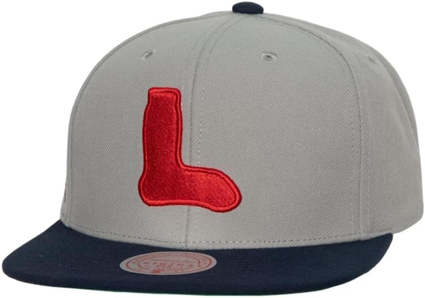 Mitchell & Ness Boston Red Sox New Evergreen Cooperstown Away Gray Blue Era Snapback Era Hat Cap