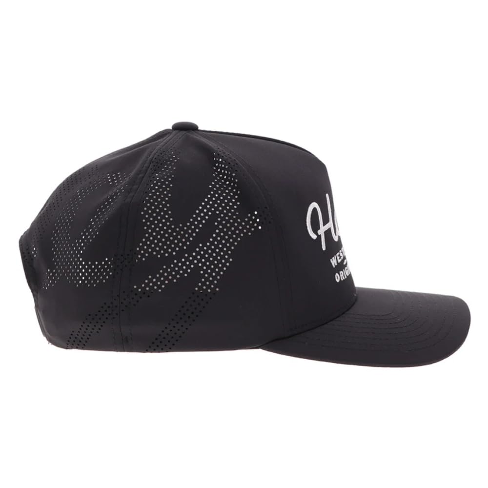 HOOEY OG Adjustable Snapback Hat - Trucker Hat for Men & Women with Mesh Back, 5 Panel Baseball Cap w/Rope Detail, Western OG Logo Ball Cap, Breathable Snap Back, One Size Fits All, Black/White