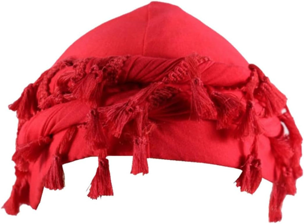 2Pcs Turban for Men, Adjustable Halo Durag Twist Head Wraps Silk Satin Lined Cap for Women Turban Hat Elastic Pre Tie Durag (US, Alpha, One Size, Beige, Red)