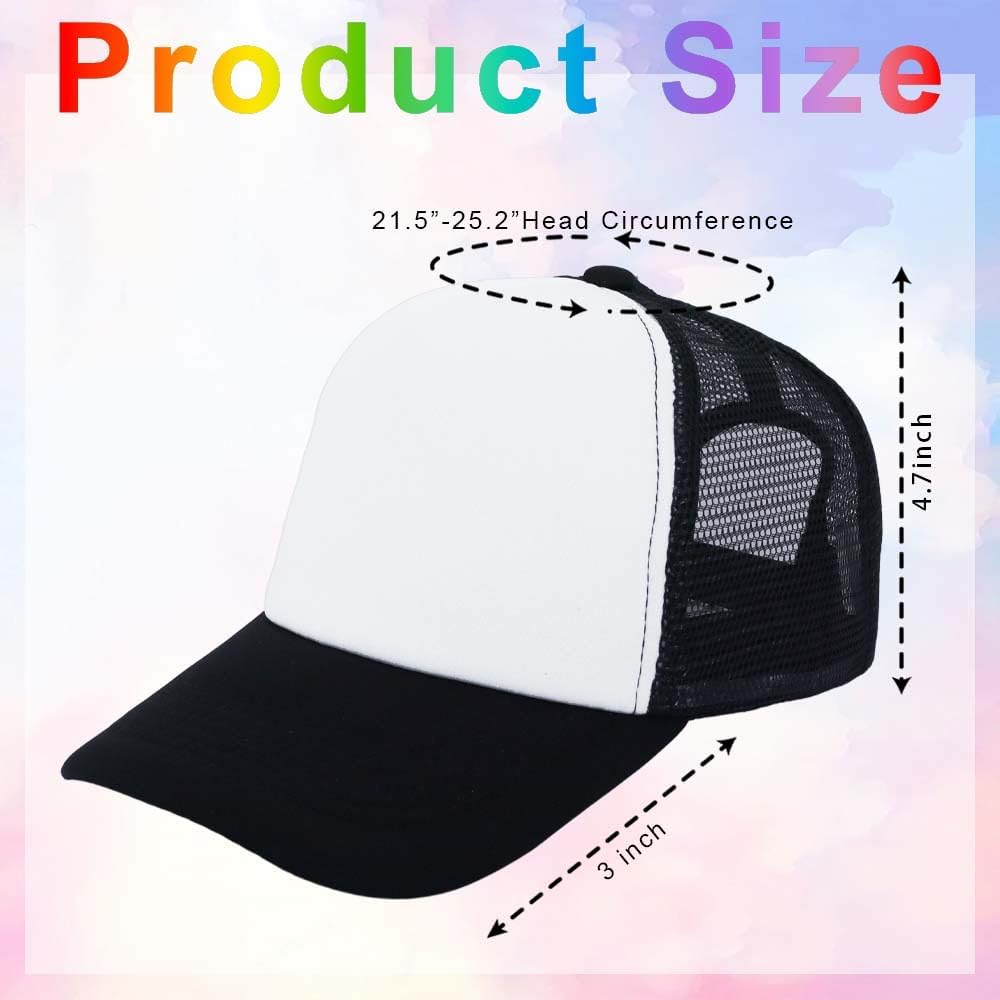 ZH 12 Pcs Sublimation Trucker Hats Blank Mesh Baseball Cap Polyester Bulk Mesh Trucker Hat for Men and Women
