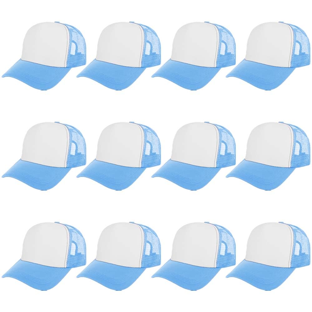 ZH 12 Pcs Sublimation Trucker Hats Blank Mesh Baseball Cap Polyester Bulk Mesh Trucker Hat for Men and Women
