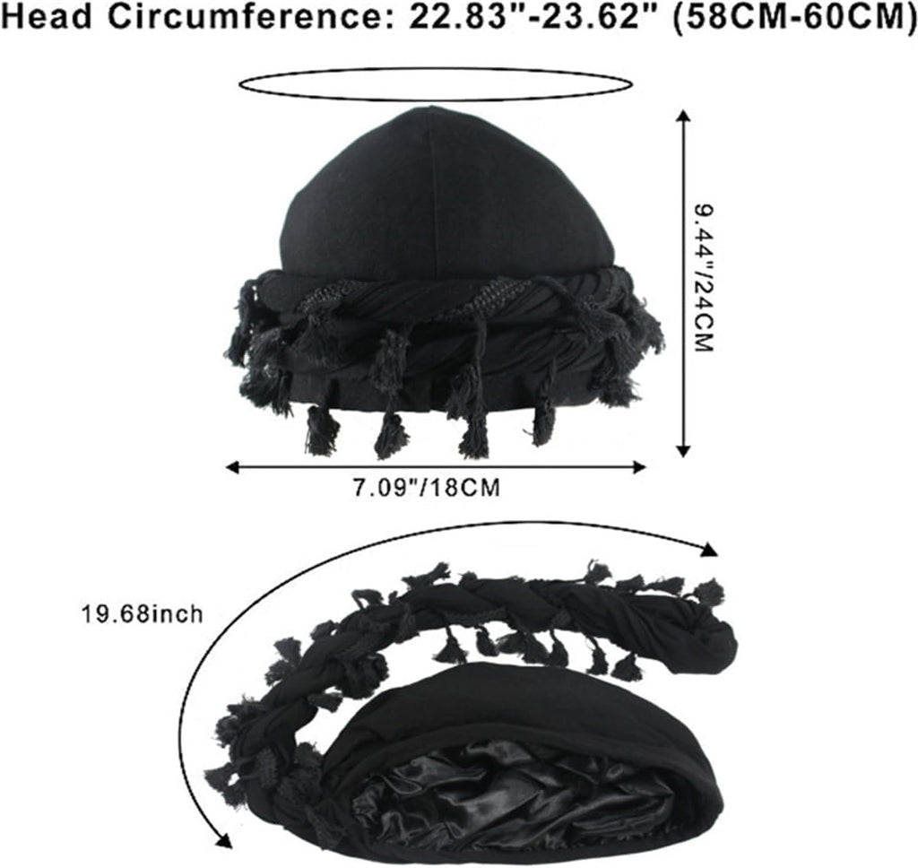 Turban for Men Halo Head Wraps Durag with Twisted Straps Elastic Satin Lined Halo Turban Head wraps for Men Women Half