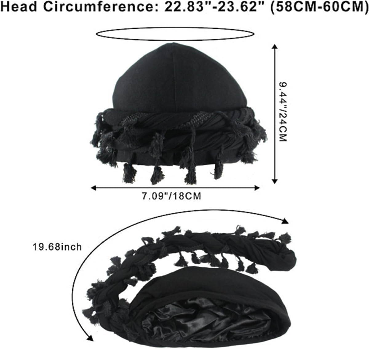 Turban for Men Halo Head Wraps Durag with Twisted Straps Elastic Satin Lined Halo Turban Head wraps for Men Women Half