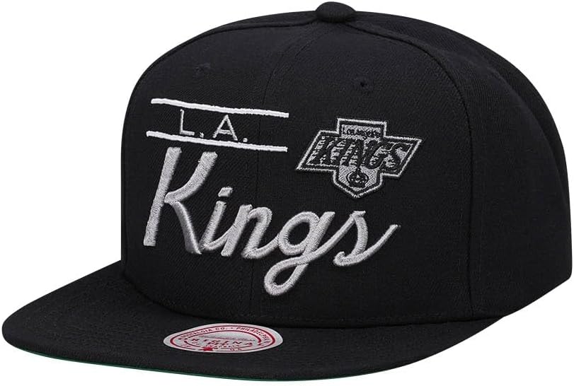 Mitchell & Ness Los Angeles Kings Vintage NHL Team Retro Lock Up Black Gray Snapback Hat Cap