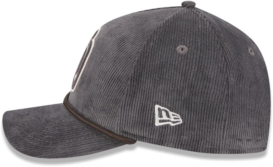 New Era SD San Diego Padres 9FORTY M-Crown Corduroy Snapback Cap, Adjustable Hat Grey