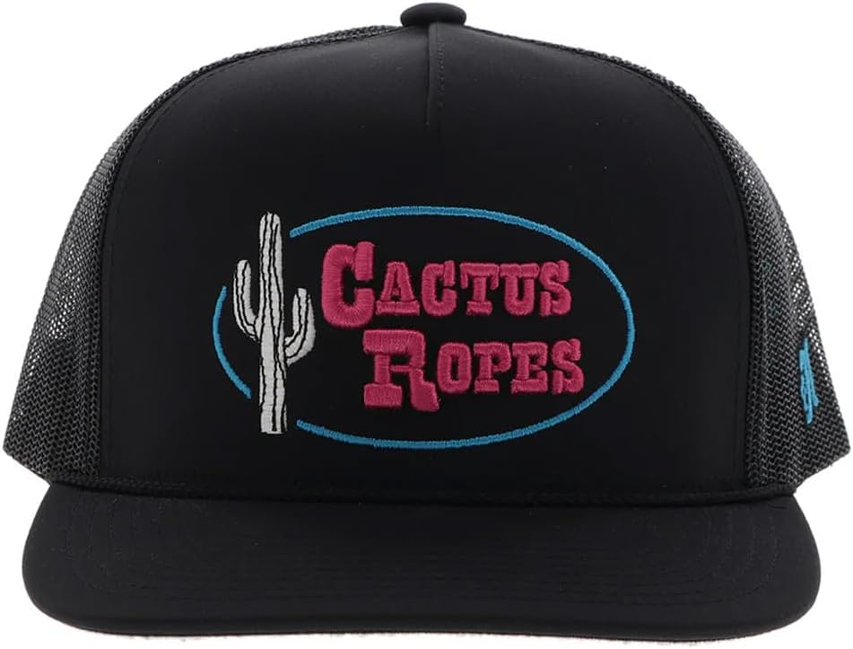 HOOEY Cactus Ropes Circle Patch Trucker Hat for Men – Adjustable Snapback Mesh Baseball Cap - Western Work & Casual Wear