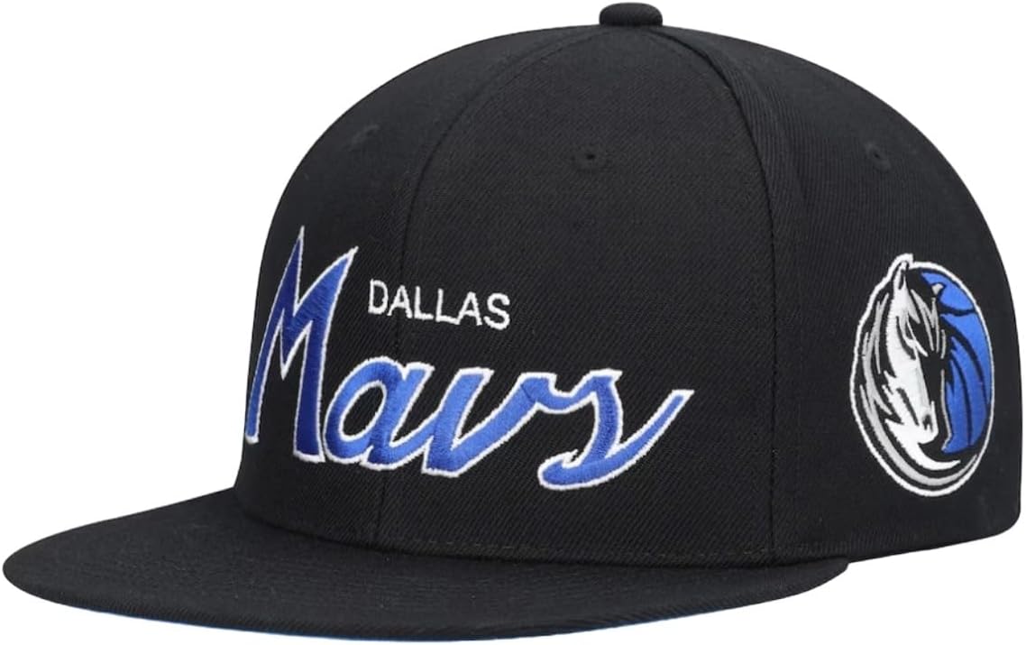 Mitchell & Ness Dallas Mavericks Team Script 2.0 Snapback Hat Cap - Black