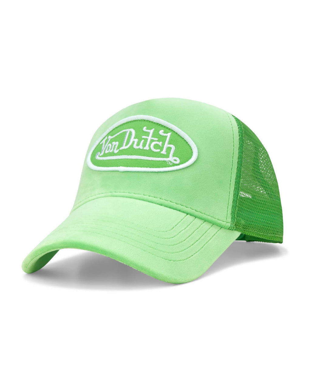 Von Dutch Unisex Trucker Hat - Velvet Curved Bill Mesh Back Retro Classic Adjustable Snapback Baseball Cap for Men and Women