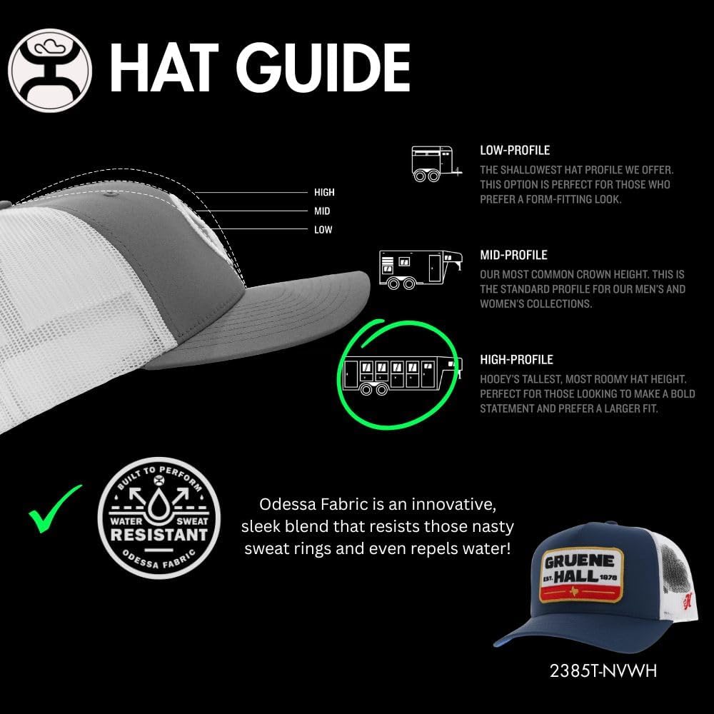 HOOEY Gruene Hall Adjustable Snapback Hat – Baseball Cap, Trucker Hat for Men and Women