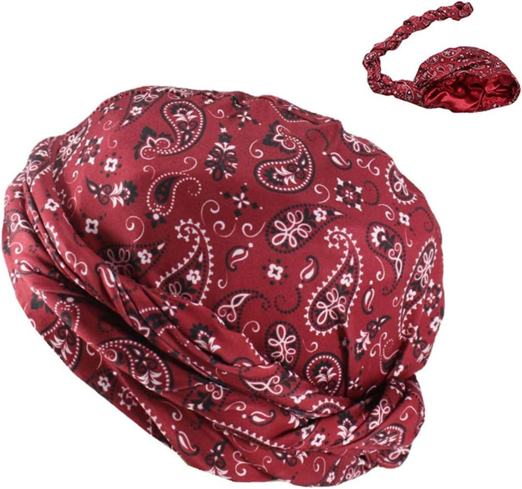 Turban for Men Women, Halo Turban Durag Paisley Satin Lined Turban Head Wraps for Men, Boho Cashew Turban Men’s Turban Scarf