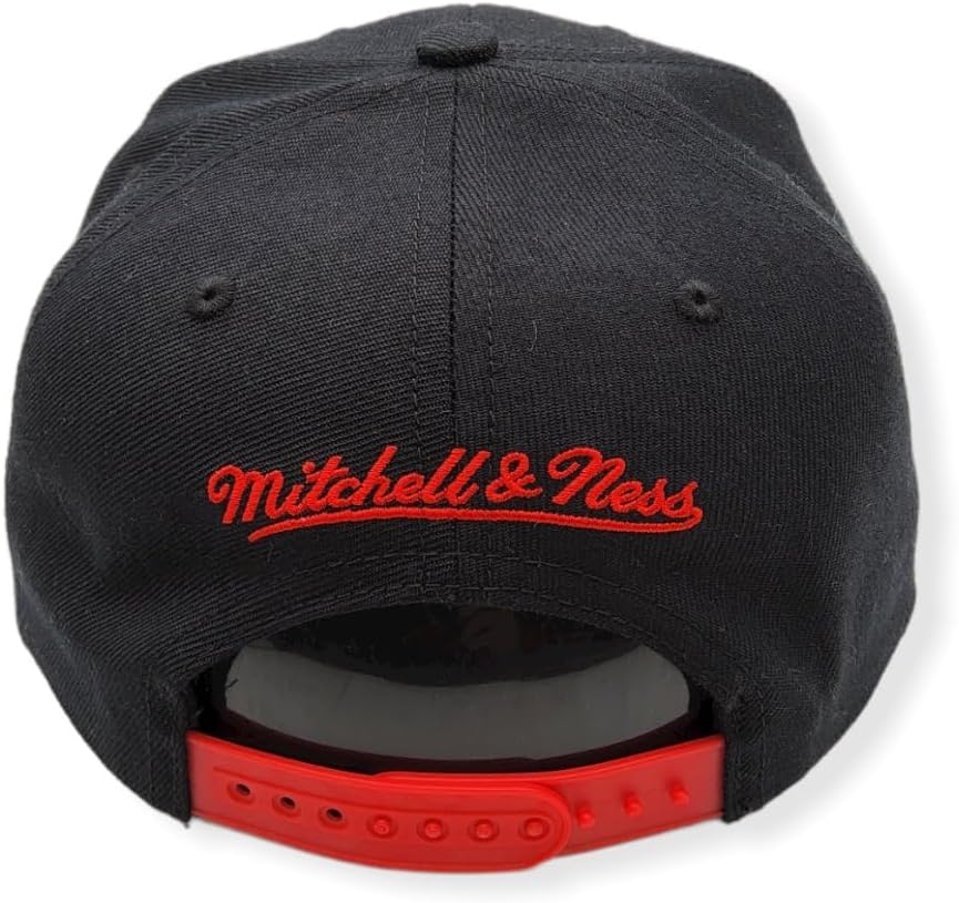 Houston Rockets Mitchell & Ness NBA Hand Drawn Snapback Cap Hat White Crown/Visor Team Color Logo With Multiple Patches
