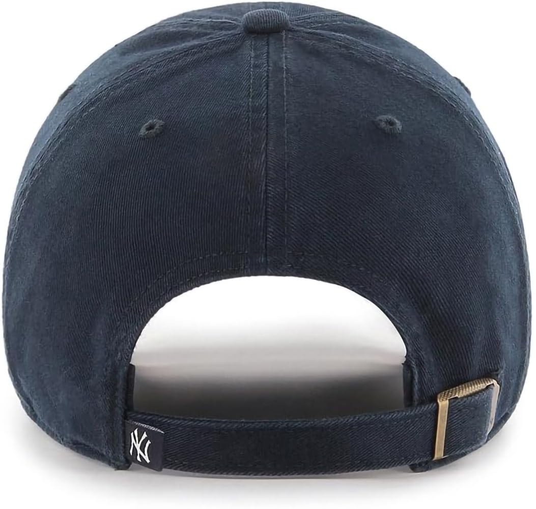 47 Brand MLB Team Color Home Primary Logo Clean Up Adjustable Baseball Cap Hat, Adult One Size Fits All - New York Yankees Navy