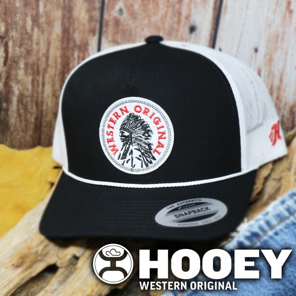 HOOEY Men's Quanah Adjustable Snapback Hat (US, Alpha, One Size, Black/White)