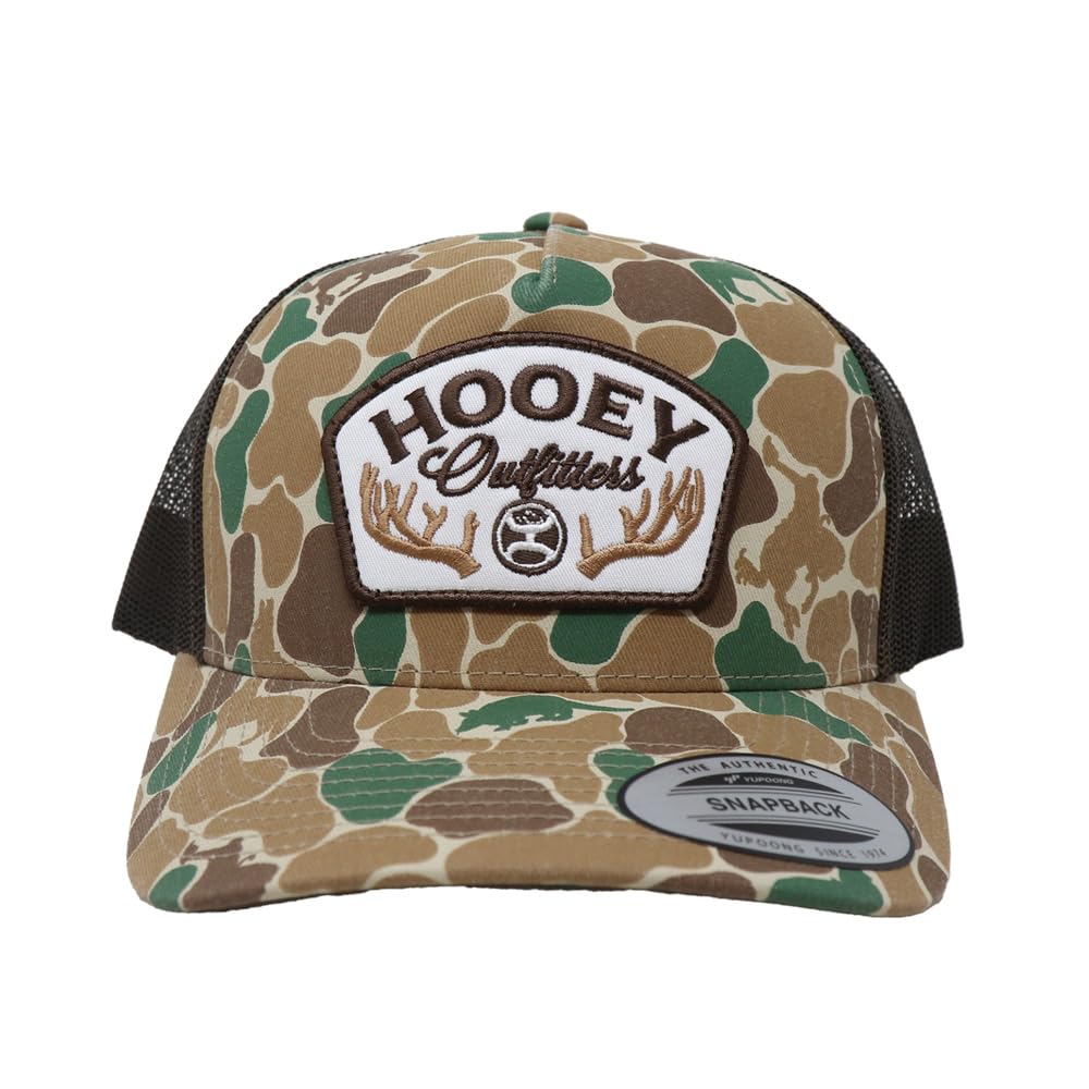 HOOEY Outfitters Critter Camo Snapback Hat - Mesh Back Trucker Cap for Men, Hunting & Fishing Hat, Duck Camo Baseball Cap (US, Alpha, One Size, Camo/Brown)