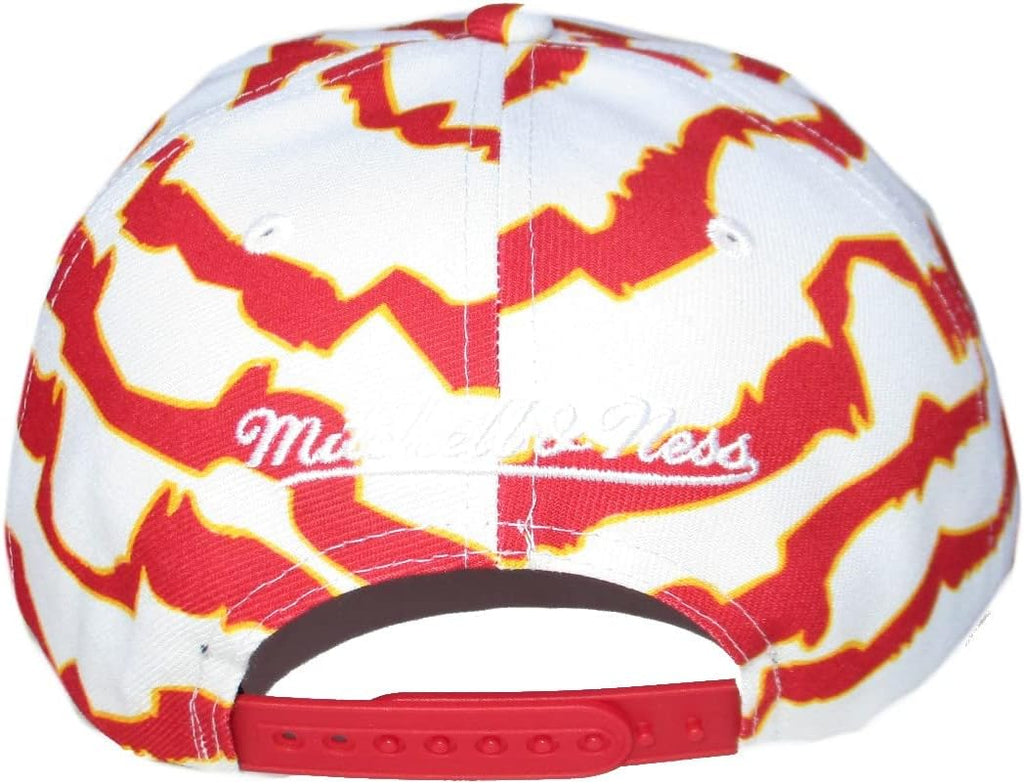 Mitchell & Ness Atlanta Hawks Krookz Snapback Adjustable Hat Cap - White and Red