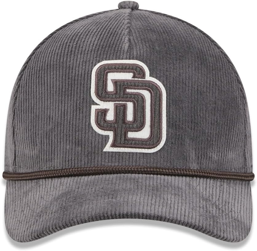 New Era SD San Diego Padres 9FORTY M-Crown Corduroy Snapback Cap, Adjustable Hat Grey