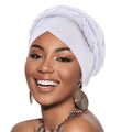 DRESHOW African Women Turban Caps Beanie Twist Headscarf Pre-Tied Double Twisted Braid Hair Cover Wrap Hat Chemo Cancer Cap