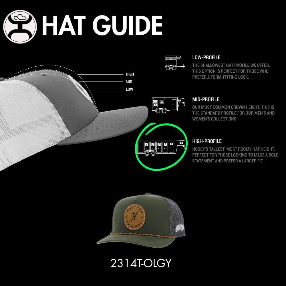 HOOEY Spur Adjustable Snapback Hat – High Profile 5-Panel Breathable Mesh Baseball Cap, Trucker Hat for Men and Women