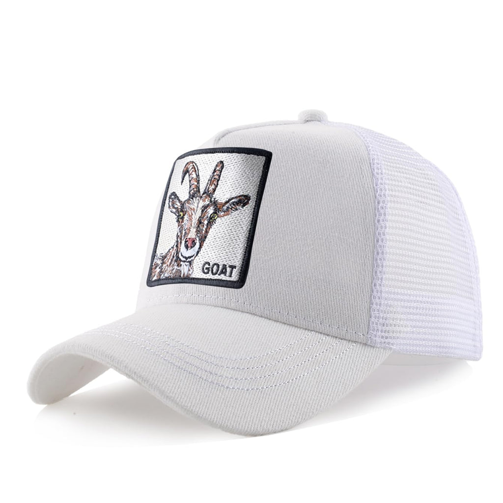 Animal Patch Mesh Trucker Baseball Cap Collection, Embroidered Design, Black