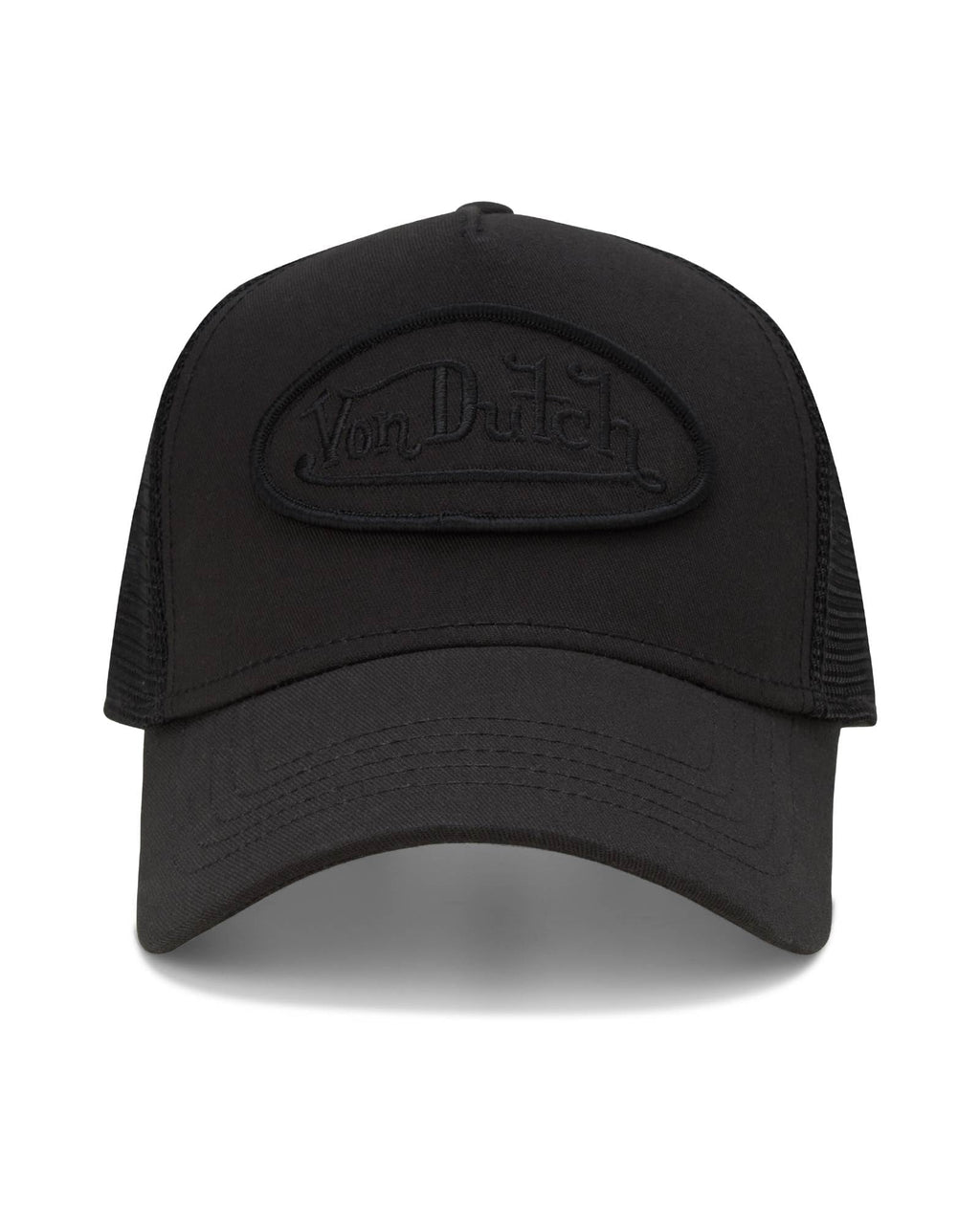 Von Dutch Unisex Trucker Hat - Retro Classic Solid Color Mesh Back Snapback Baseball Cap for Men & Women, Size One Size, Black/Black