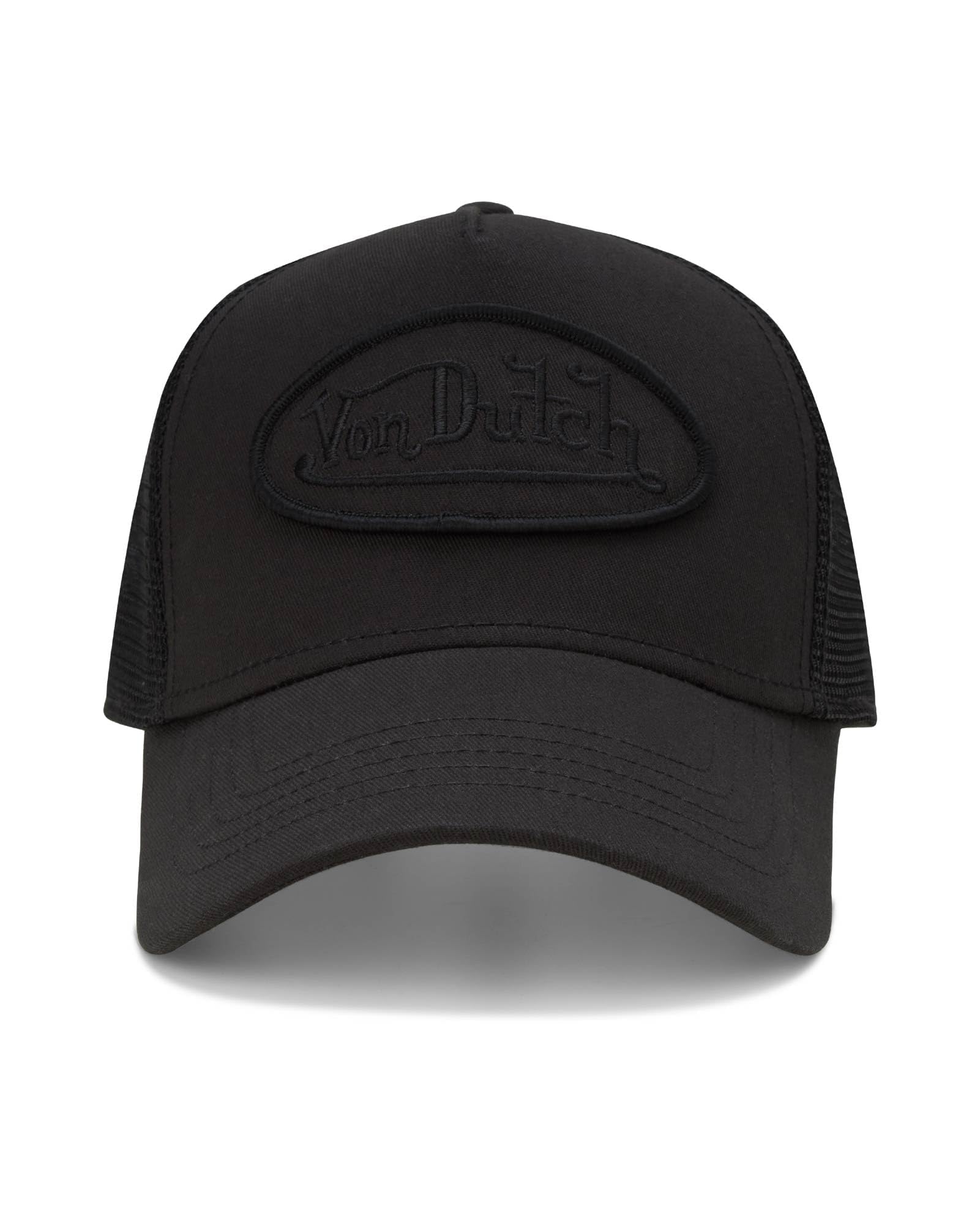 Von Dutch Unisex Trucker Hat - Retro Classic Solid Color Mesh Back Snapback Baseball Cap for Men & Women, Size One Size, Black/Black