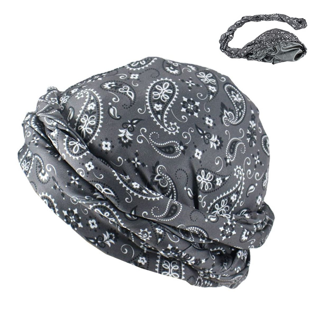 Turban for Men Women Halo Turban Durag Paisley Satin Lined Turban for Men Head Wraps for Men Women