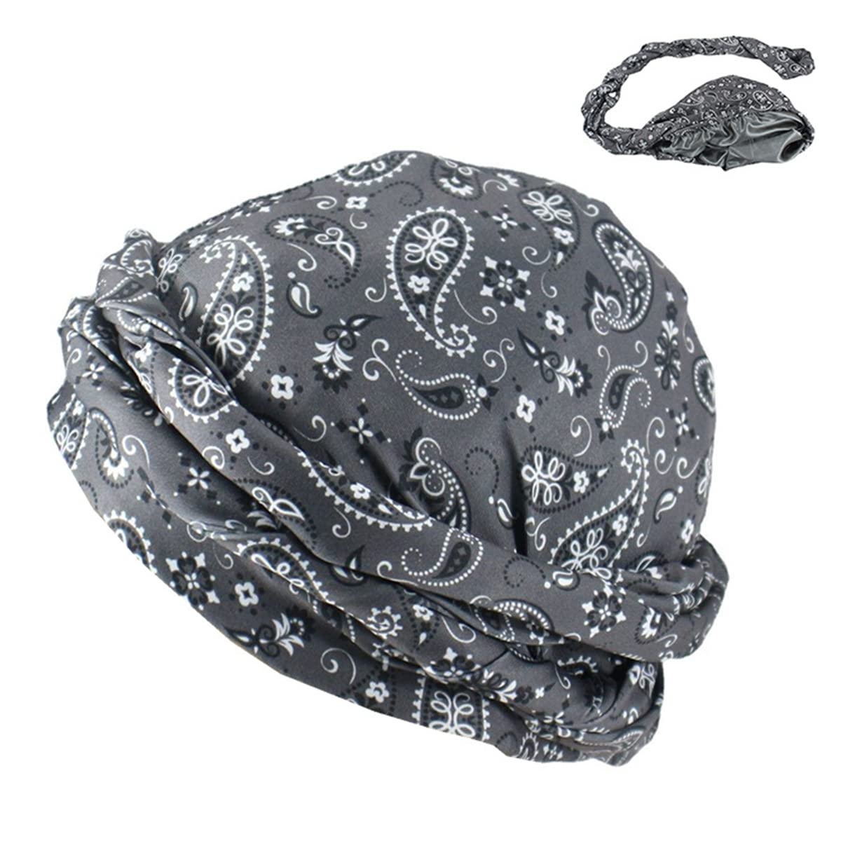 Turban for Men Women Halo Turban Durag Paisley Satin Lined Turban for Men Head Wraps for Men Women