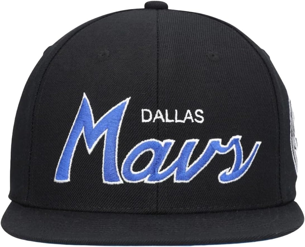 Mitchell & Ness Dallas Mavericks Team Script 2.0 Snapback Hat Cap - Black