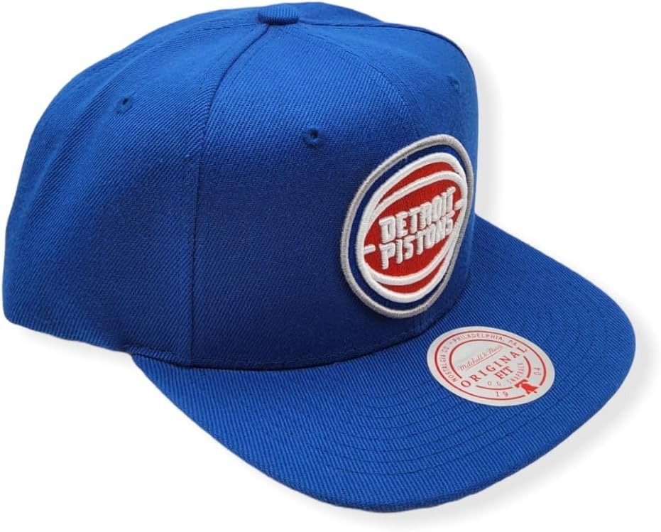 Detroit Pistons Mitchell & Ness NBA Snapback Cap Hat Teal Crown Black Visor Team Color Logo (2-Tone 2.0)