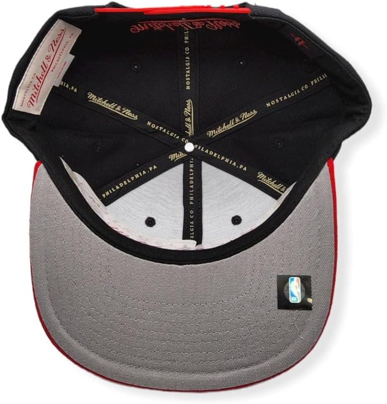 Houston Rockets Mitchell & Ness NBA Hand Drawn Snapback Cap Hat White Crown/Visor Team Color Logo With Multiple Patches