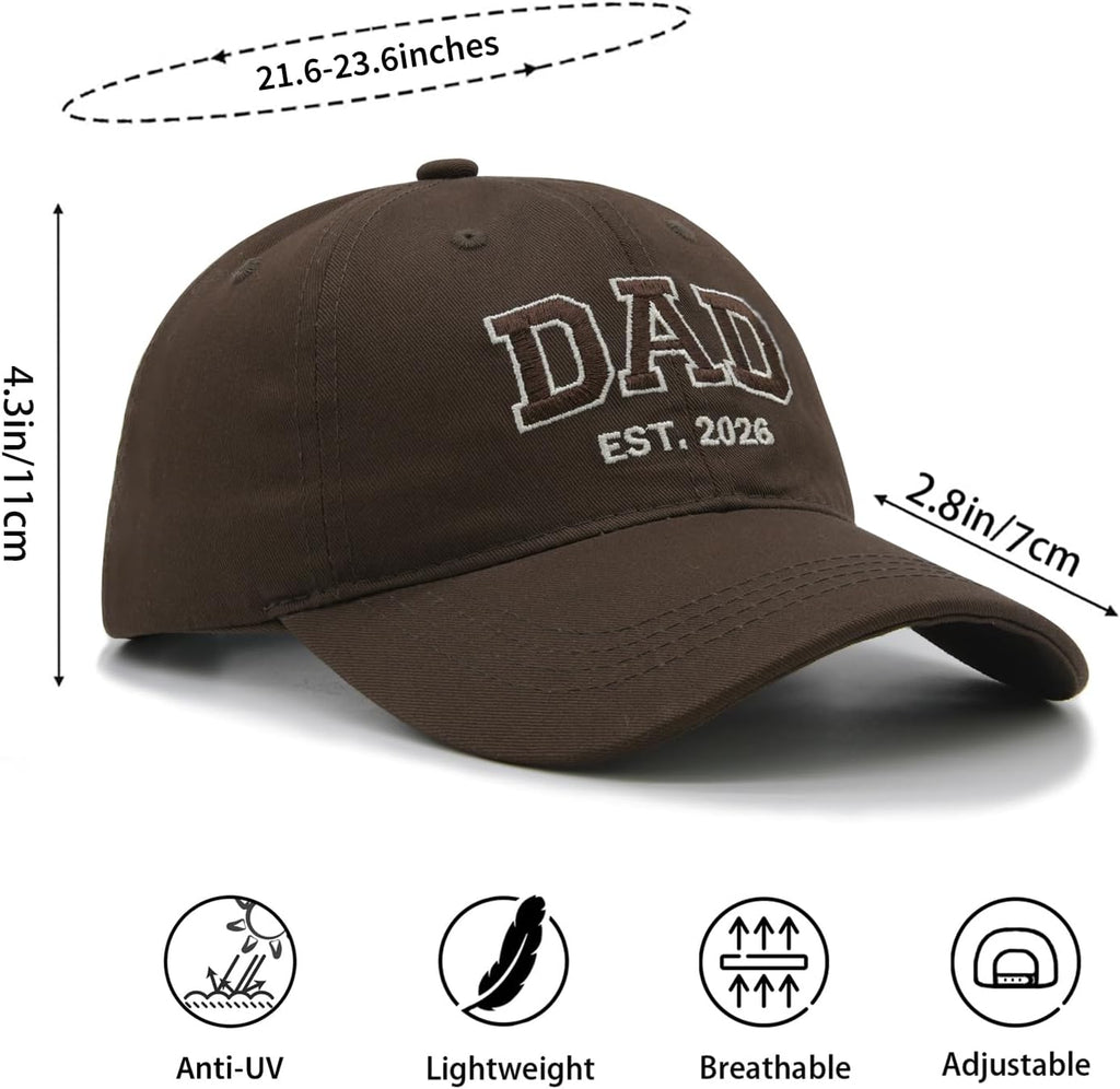 Waldeal Mom and Dad Est 2026 Hats, New Parents Gifts, Matching Adjustable Embroidered Baseball Caps for Couples