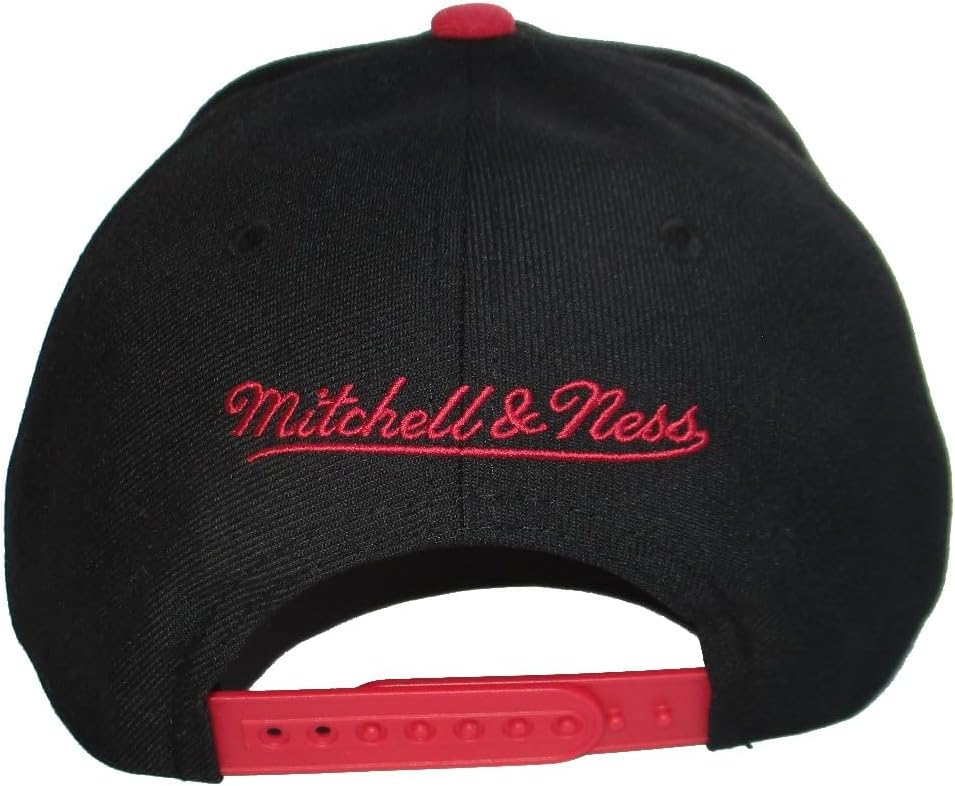 Mitchell & Ness Atlanta Hawks City Block Snapback Adjustable Hat Cap - Black and Red