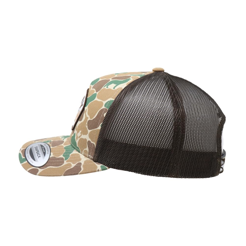 HOOEY Outfitters Critter Camo Snapback Hat - Mesh Back Trucker Cap for Men, Hunting & Fishing Hat, Duck Camo Baseball Cap (US, Alpha, One Size, Camo/Brown)
