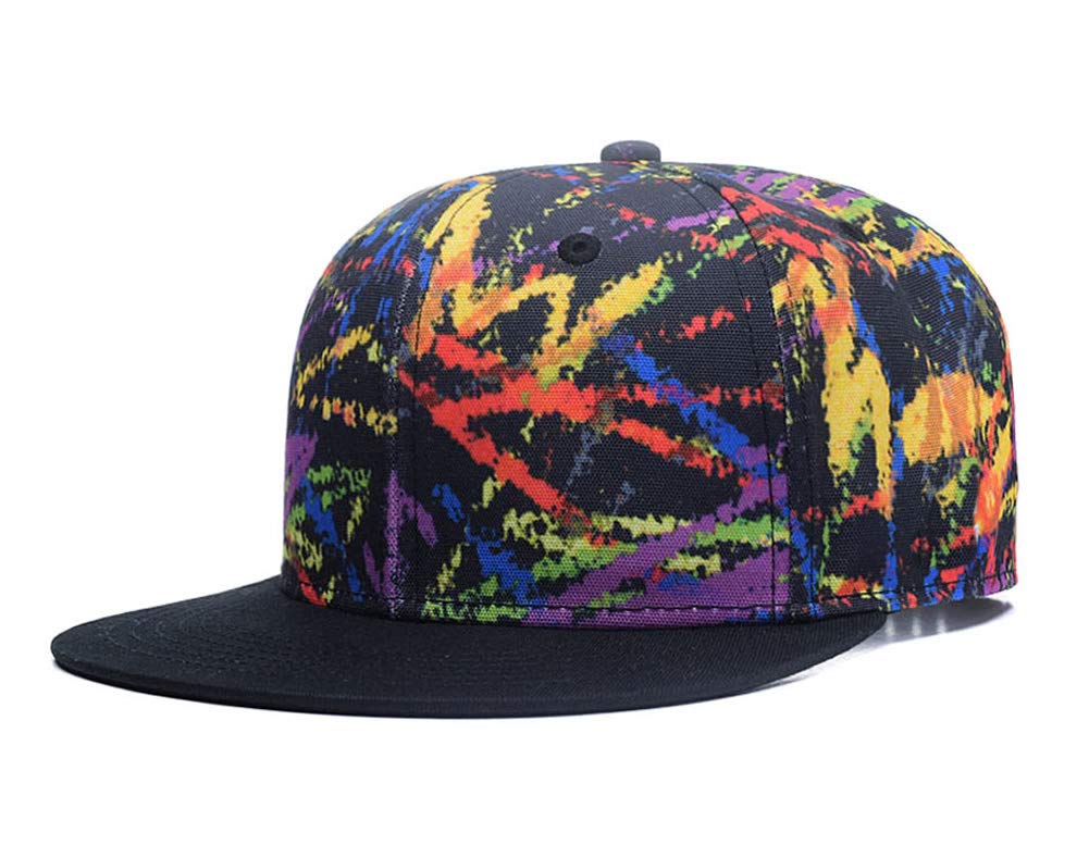 Quanhaigou Snapback Hat for Men Women,Hip Hop Style Colorful Flat Bill Hats Teens Adjustable Baseball Cap