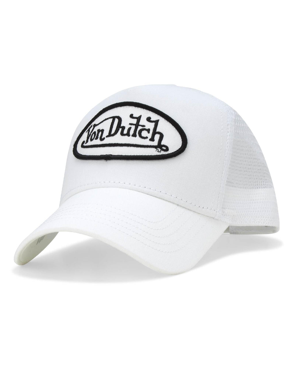 Von Dutch Unisex Trucker Hat - Retro Classic Solid Color Mesh Back Snapback Baseball Cap for Men & Women, Size One Size, White