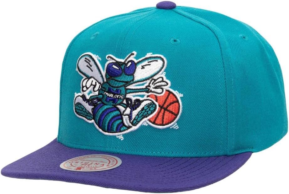 Mitchell & Ness Charlotte Hornets Team 2 Tone Snapback Adjustable Hat Cap - Teal