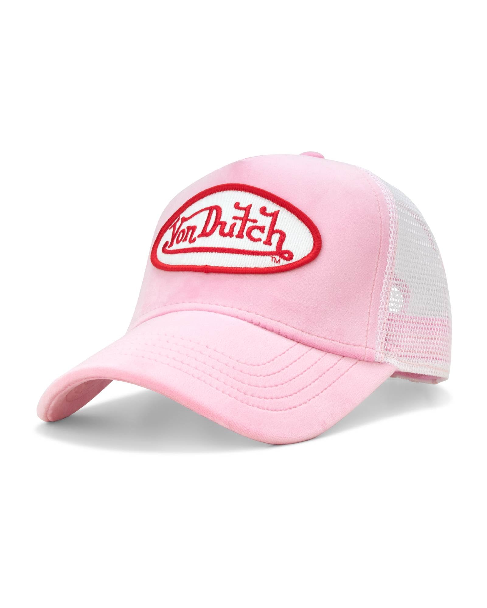Von Dutch Unisex Trucker Hat - Velvet Curved Bill Mesh Back Retro Classic Adjustable Snapback Baseball Cap for Men and Women
