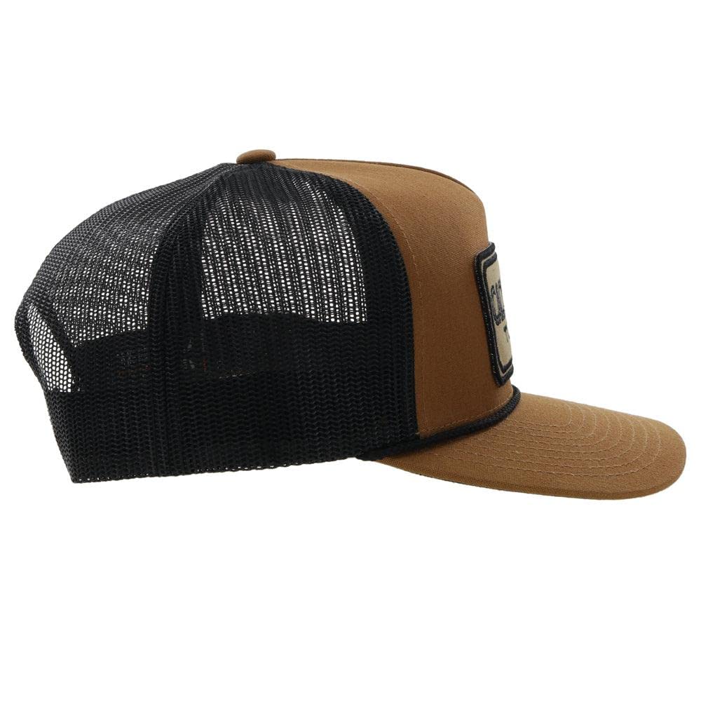 HOOEY Cactus Ropes Texas Patch Trucker Hat for Men – Adjustable Snapback Mesh Baseball Cap - Breathable Mesh - Western Trucker Hat for Ranch, Work, & Everyday Wear - One-Size - Tan/Black