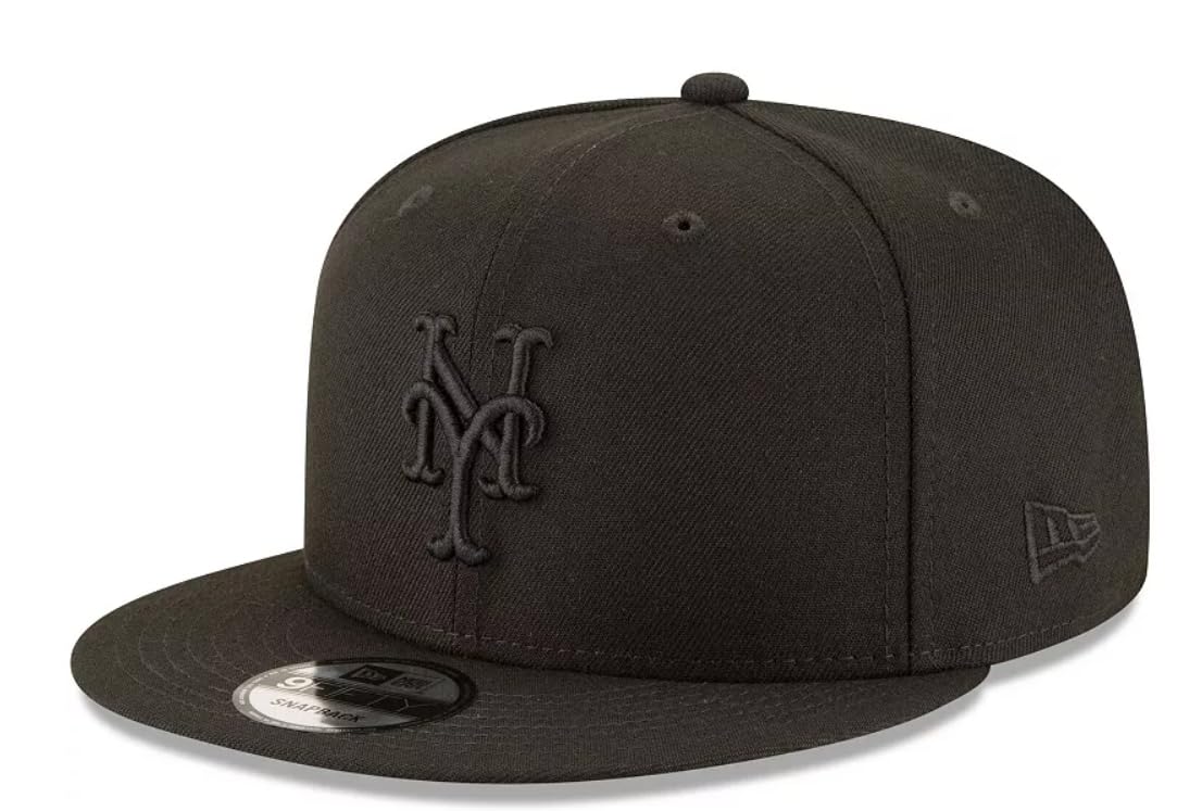 New Era MLB 9FIFTY Black Black Primary Logo Team Adjustable Snapback Hat Cap