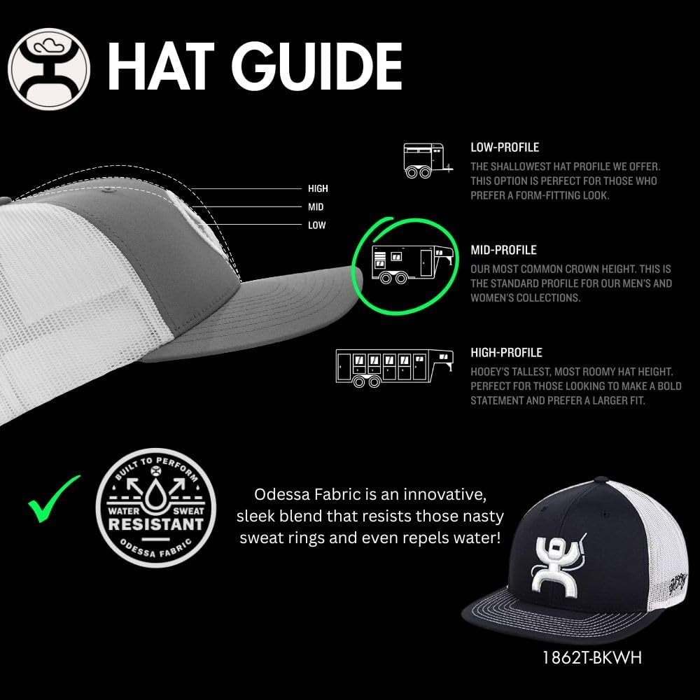 HOOEY Arc Trucker Hat for Men – Adjustable Snapback Baseball Cap - Western Work Hat for Welders Structured 6 Panel