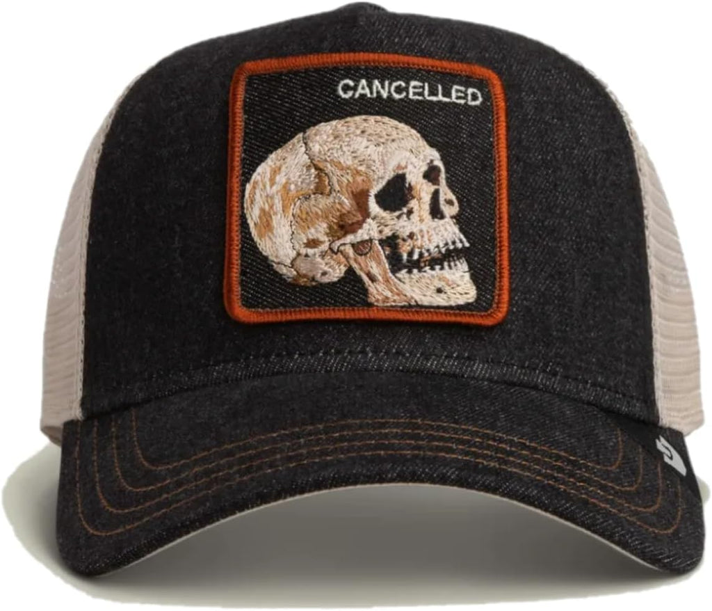 Goorin Denim Skull Trucker Hat - 57/43 Poly Cotton Blend - Dark Denim - One Size - Unisex